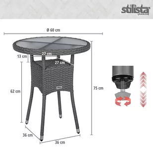 STOLIK KAWOWY OKRĄGŁY 60 CM TECHNORATTAN BALKON - Stoły ogrodowe - miniaturka - grafika 3