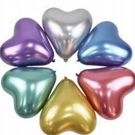 Balony i akcesoria - DUŻE KOLOROWE BALONY SERCA SERDUSZKA URODZINY METALICZNE 50 SZT 12 CALI - miniaturka - grafika 1