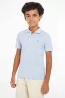 Koszulki dla chłopców - Tommy Hilfiger polo bawełniane dziecięce kolor niebieski gładki - miniaturka - grafika 1