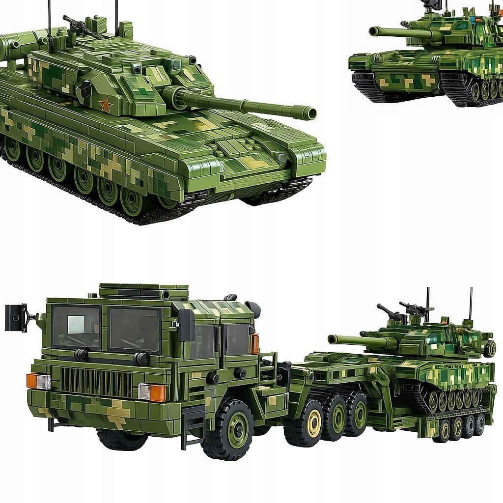 KLOCKI Czołg Wóz Bojowy Pojazd Wojskowy Samochód AUTO Ciężarówka z Czołgiem