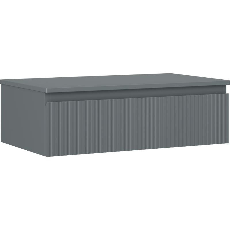 Mexen Rivel szafka łazienkowa podumywalkowa 80 cm z blatem, 1 szuflada, ryflowana , grafit mat - 91A20-08023-1-BFC66