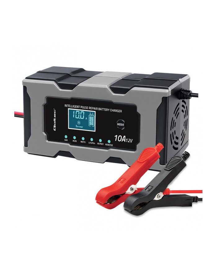 qoltec Mikroprocesorowa ładowarka 12V 10A AGM GEL LiFePO4 LCD 52493