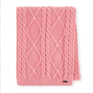 Apaszki i szaliki damskie - Damski szalik z perełkami różowy - miniaturka - grafika 1