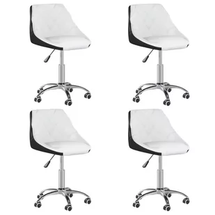 vidaXL Obrotowe krzesła stołowe 4 szt. biało-czarne sztuczna skóra 3088725 - Krzesła - miniaturka - grafika 1