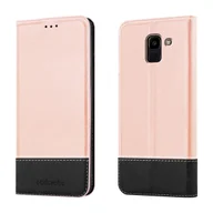 Etui i futerały do telefonów - Etui Cadorabo kompatybilne z Samsung Galaxy J6 2018 w kolorze ROSÉ Gold BLACK - etui na telefon komórkowy z magnetycznym zamknięciem, funkcją podstawki i miejscem na kartę - etui ochronne z klapką w stylu książki - miniaturka - grafika 1