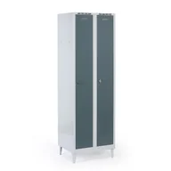 Szafki biurowe - Metalowa szafka ubraniowa na nogach, 2-drzwiowa, 1920 x 600 x 500 mm, zamek obrotowy, drzwi ciemnoszare - miniaturka - grafika 1
