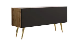 Szafka pod telewizor, dąb Wotan / czarny mat, złote nogi, A: szer. 100 cm, wys. 52 cm, gł. 32 cm - Szafki RTV - miniaturka - grafika 1