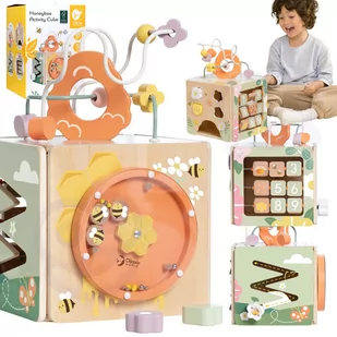 CLASSIC WORLD Drewniana Kostka Edukacyjna Sensoryczna 5w1 - Zabawki sensoryczne - miniaturka - grafika 1