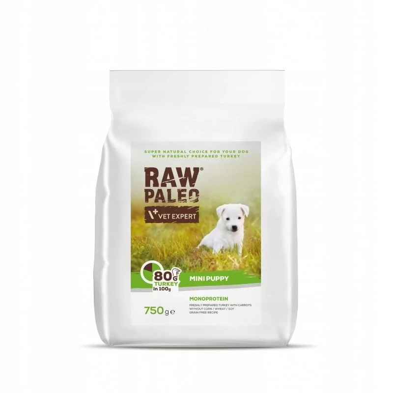 VetExpert Vet Expert Raw Paleo Mini Size Puppy Turkey 750 g sucha karma dla szczeniąt ras małych indyk 750g