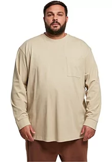 Koszulki męskie - Urban Classics Męski T-shirt z długim rękawem, z kieszenią na piersi, ciężki materiał, Heavy Oversized Pocket Longsleeve, dostępny w 4 kolorach, rozmiary XS-5XL, Concrete, S - grafika 1
