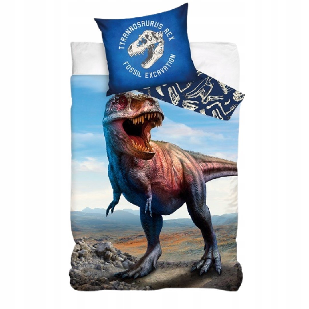 Komplet Pościeli Dinozaur T-Rex 140x200 60x70 Bawełna Dziecięca