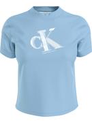 Koszulki i topy damskie - Calvin Klein Koszulka w kolorze błękitnym - miniaturka - grafika 1