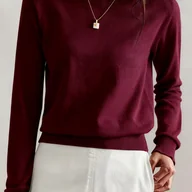 Swetry damskie - TEMU Damska Bluzka z Okrągłym Dekoltem - Wysoka Elastyczność, Jednokolorowa, Wszechsezonowa, Wielofunkcyjna Koszulka z Miękką Wstawką, Idealna do - miniaturka - grafika 1