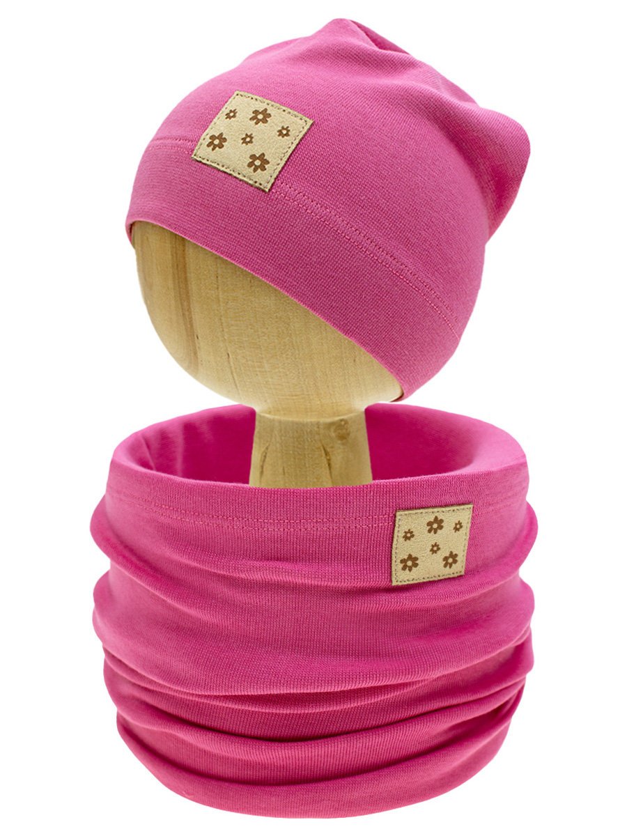 Dziewczęcy komplet czapka + komin różowy Nicol r.116/122