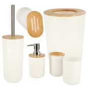 Akcesoria do wc - Zestaw łazienkowy szczotka dozownik komplet 6 elementów biały - miniaturka - grafika 1