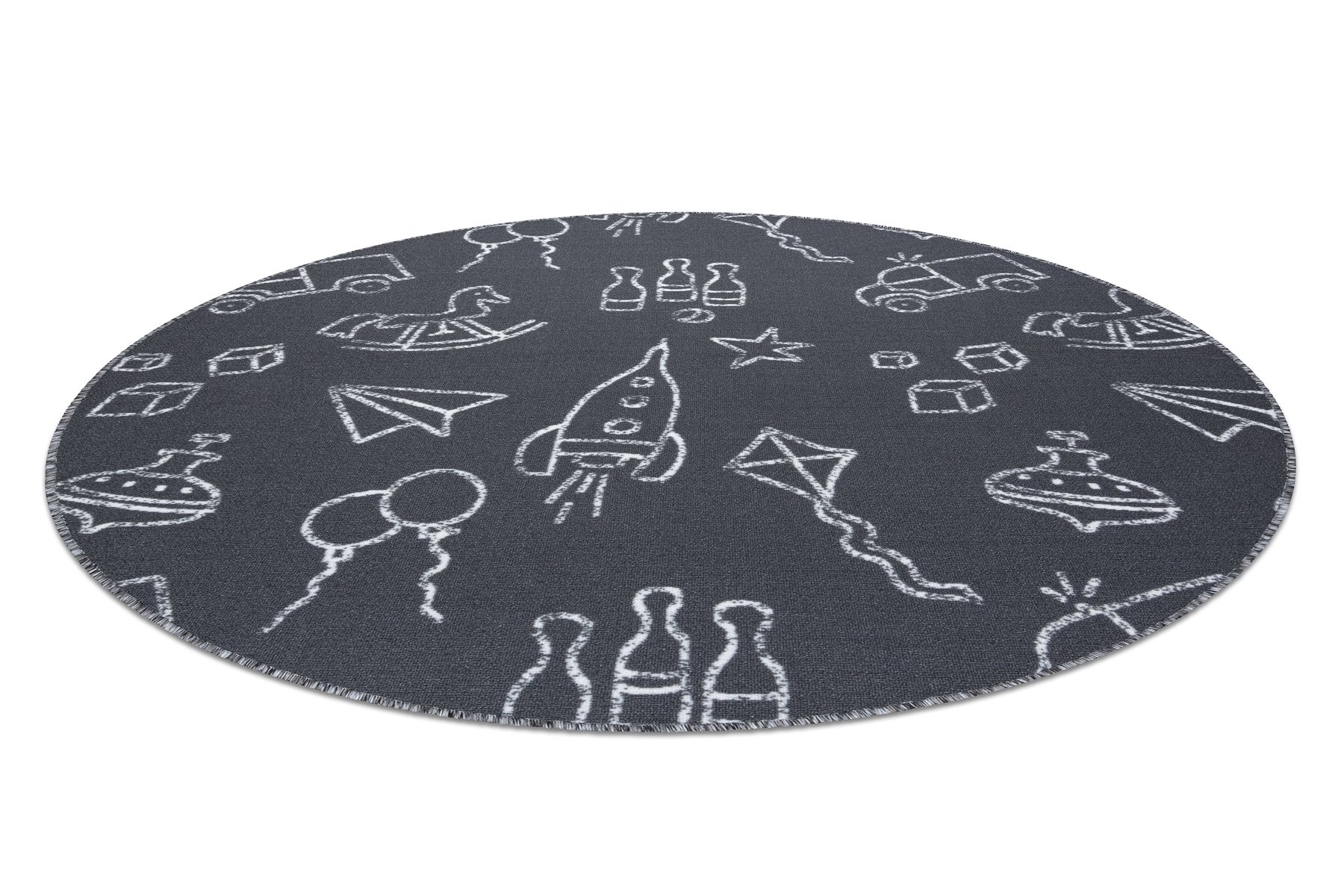 Dywan dla dzieci TOYS koło zabawki, do zabawy, dziecięcy - szary koło 100 cm