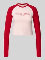 Bluzki damskie - Bluzka krótka z długim, raglanowym rękawem - miniaturka - grafika 1