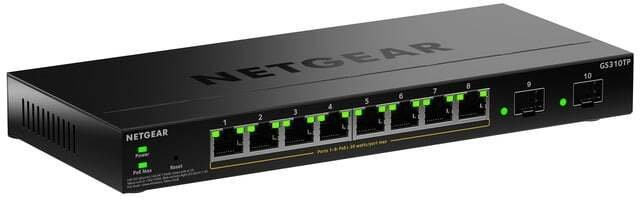 Netgear S350 Series 8-Port Gigabit Ethernet PoE+ Smart Managed Essentials Switch with 2 Dedicated SFP Ports GS310TP-200EUS