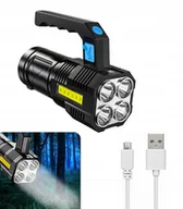 Latarki - LATARKA AKUMULATOROWA LED SZPERACZ TAKTYCZNA WIELOFUNKCYJNA ŁADOWANIE USB - miniaturka - grafika 1
