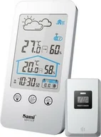 Stacje pogodowe - Sami Sami-LD1117P Pionowa bezprzewodowa stacja pogodowa z ekranem dotykowym i podświetleniem LED. Faza księżyca, termometr, higrometr, prognoza pogody, kalendarz i obsługa wielu języków. - miniaturka - grafika 1