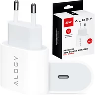 Ładowarki do telefonów - Ładowarka sieciowa szybka mocna 35W USB-C USB typ C PD GaN do iPhone Alogy Biała - miniaturka - grafika 1