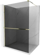 Ścianki i drzwi prysznicowe - Mexen Kioto+ ścianka prysznicowa z półką Walk-in 90 x 200 cm, grafit, złota - 800-090-121-50-40 - miniaturka - grafika 1