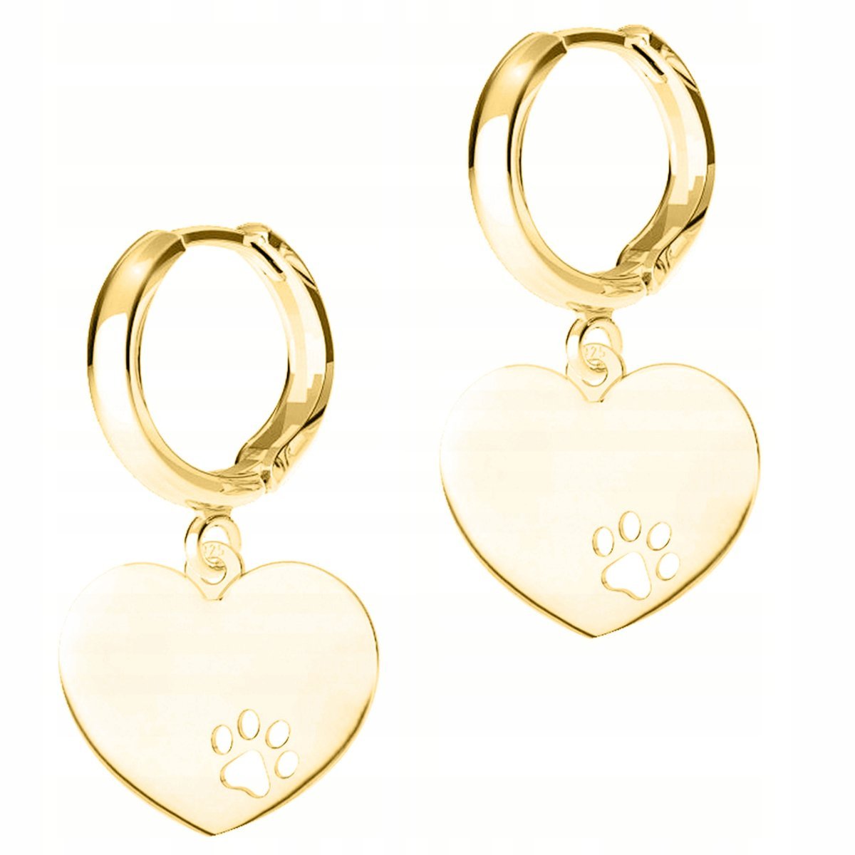 Złote Kolczyki Łapy Łapki Psa Kota Odcisk Łapa Łapka Pies SREBRO 925