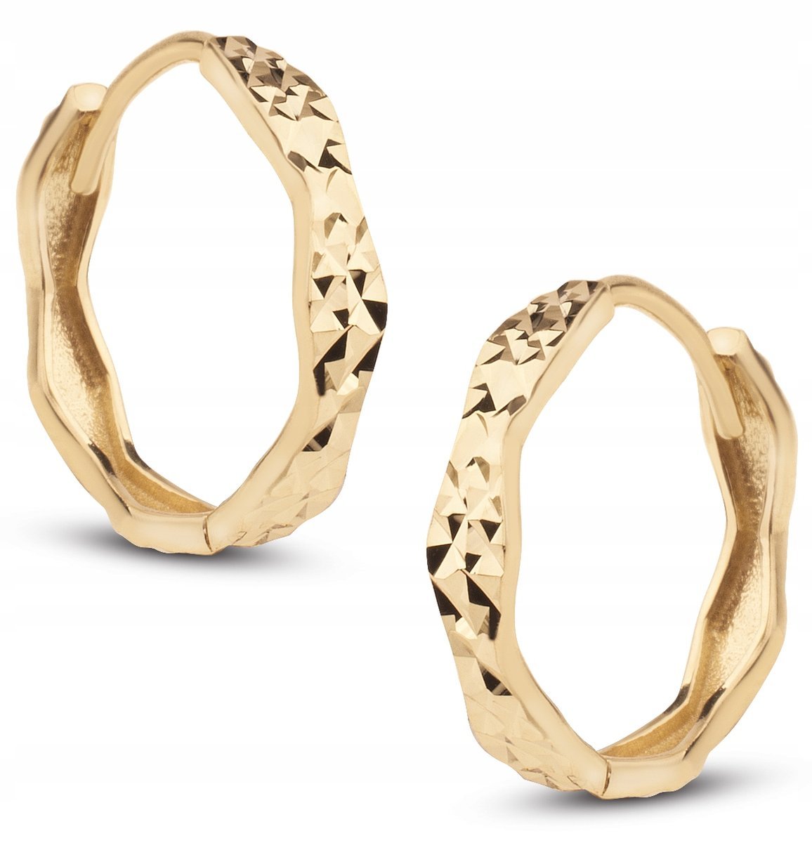 PIĘKNE ZŁOTE KOLCZYKI KÓŁKA KÓŁECZKA DIAMENTOWANE RASO II 14KT 585