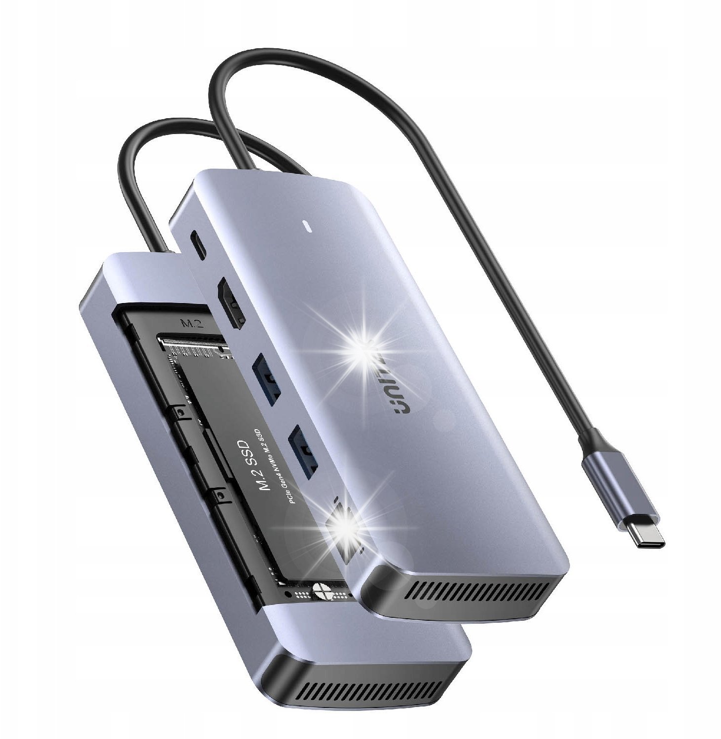 HUB USB Unitek Aktywny Hub USB-C 10 Gbps, Obudowa na dysk M.2, HDMI
