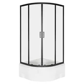 Kabiny prysznicowe - Kabina prysznicowa z głębokim brodzikiem Aruba GL 80 BL szkło transparentne 5 mm profile czarne KERRA - miniaturka - grafika 1