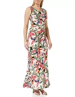 Sukienki - Gina Bacconi Damska sukienka maxi z nadrukiem różowo-zielonych liści, 16, Różowy/zielony, 42 - miniaturka - grafika 1
