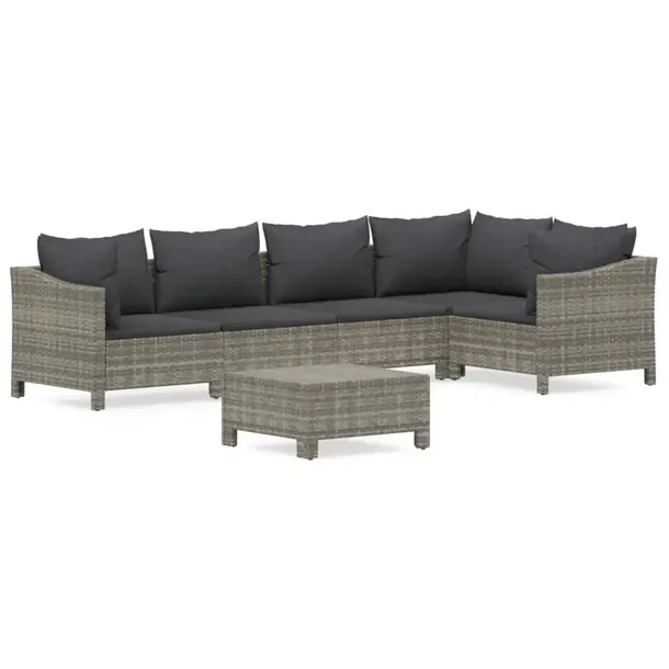 Modny zestaw wypoczynkowy do ogrodu szary, rattan PE, wymiary 63x63x55,5 cm