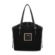 Torebki damskie - Damski koszyk z domieszką bawełny czarny - miniaturka - grafika 1