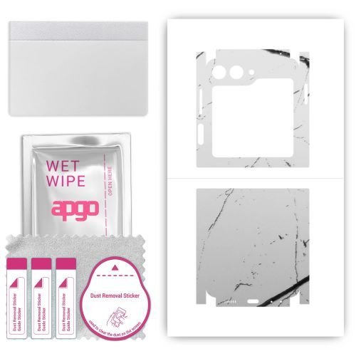 folia naklejka skórka strukturalna na TYŁ+BOKI do Samsung Galaxy Z Flip5 Retro - Marmur Biały - apgo SKINS