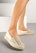 Espadryle damskie - Beżowe Espadryle z Plecionym Sznurkiem i Geometrycznym Wzorem Sdivira - miniaturka - grafika 1