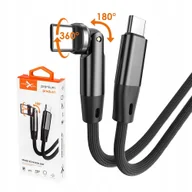 Kable USB - Kabel USB C - USB C - kątowy - obrotowy 540° - 1.5m - 60W - czarny oplot - miniaturka - grafika 1