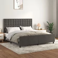 Łóżka - Lumarko Rama łóżka z zagłówkiem, ciemnoszara, 160x200 cm, aksamitna - miniaturka - grafika 1