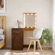 Toaletki - vidaXL Toaletka z oświetleniem LED, brązowy dąb, 90x42x132,5 cm - miniaturka - grafika 1