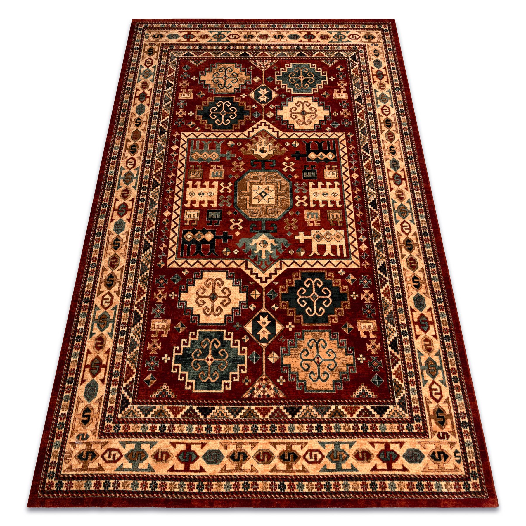 Dywan wełniany KASHQAI 4306 300 orientalny, ramka terakota / beż czerwony 240x340 cm