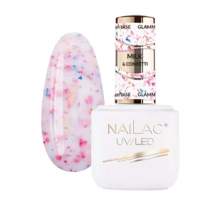 NAILAC GLAMMY BASE BAZA KAUCZUKOWA MILK & CONFETTI 7ML - Lakiery hybrydowe - miniaturka - grafika 1