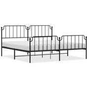 Łóżka - Metalowa rama łóżka z wezgłowiem i zanóżkiem, czarna, 200x200cm Lumarko! - miniaturka - grafika 1