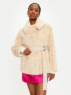 TWINSET Futro 242TT2031 Beżowy Loose Fit - Płaszcze damskie - miniaturka - grafika 1