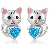Biżuteria dla dzieci - Kolczyki srebrne dla dziewczynki dzieci kotki sztyfty wkrętki srebro 925 - miniaturka - grafika 1