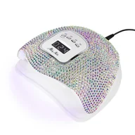 Lampy UV do paznokci - Lampa do paznokci LED/UV Moly Nails X5 MAX do lakierów hybrydowych żeli i akrylożeli 150W w cyrkonie crystal silver holo - miniaturka - grafika 1