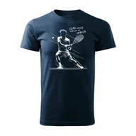 Koszulki męskie - Koszulka tenis tenisowa z rakietą do tenisa ziemnego z tenisistą tenisem ziemnym męska granatowa REGULAR-XL - miniaturka - grafika 1
