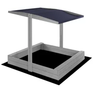 Place zabaw - Piaskownica drewniana 120x120 cm z daszkiem, funkcją zamyknia, ławeczkami i włókniną, szara - miniaturka - grafika 1