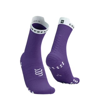 Skarpetki sportowe męskie - COMPRESSPORT Skarpetki do biegania wysokie ProRacing Socks V4 lilac/white - grafika 1