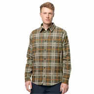 Koszule męskie - Męska koszula flanelowa Jack Wolfskin CABIN VIEW SHIRT M dusty olive checks - M - miniaturka - grafika 1