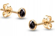 Kolczyki - ZŁOTE KOLCZYKI NA SZTYFT ONYX 333 - miniaturka - grafika 1