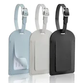 Plecaki - AiQInu 3 szt. Etykiety na walizki lotnicze, przywieszka do walizki PU, tabliczka z nazwiskiem i adresem, zawieszka bagażowa do samolotu, bagażu, bagażu, plecaków - miniaturka - grafika 1
